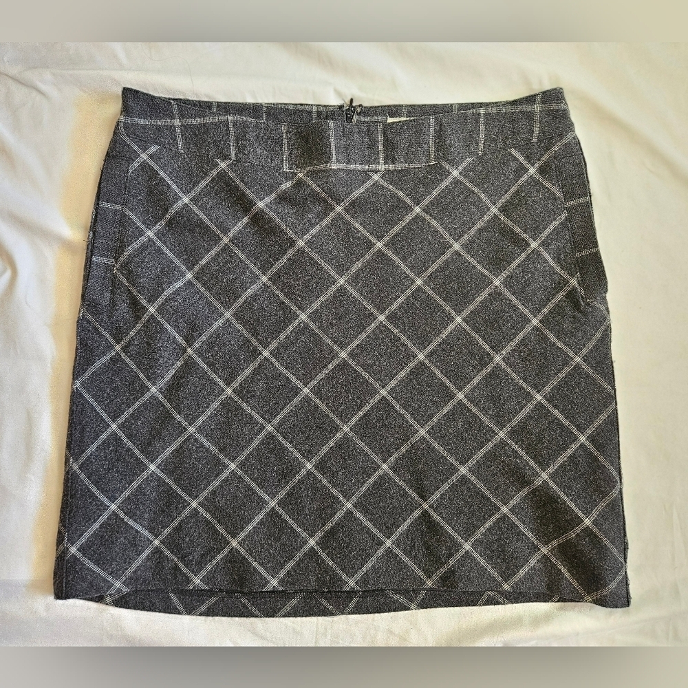 Merona Womens Gray With White Diamonds Lined Zip Up Mini Skirt Size 14